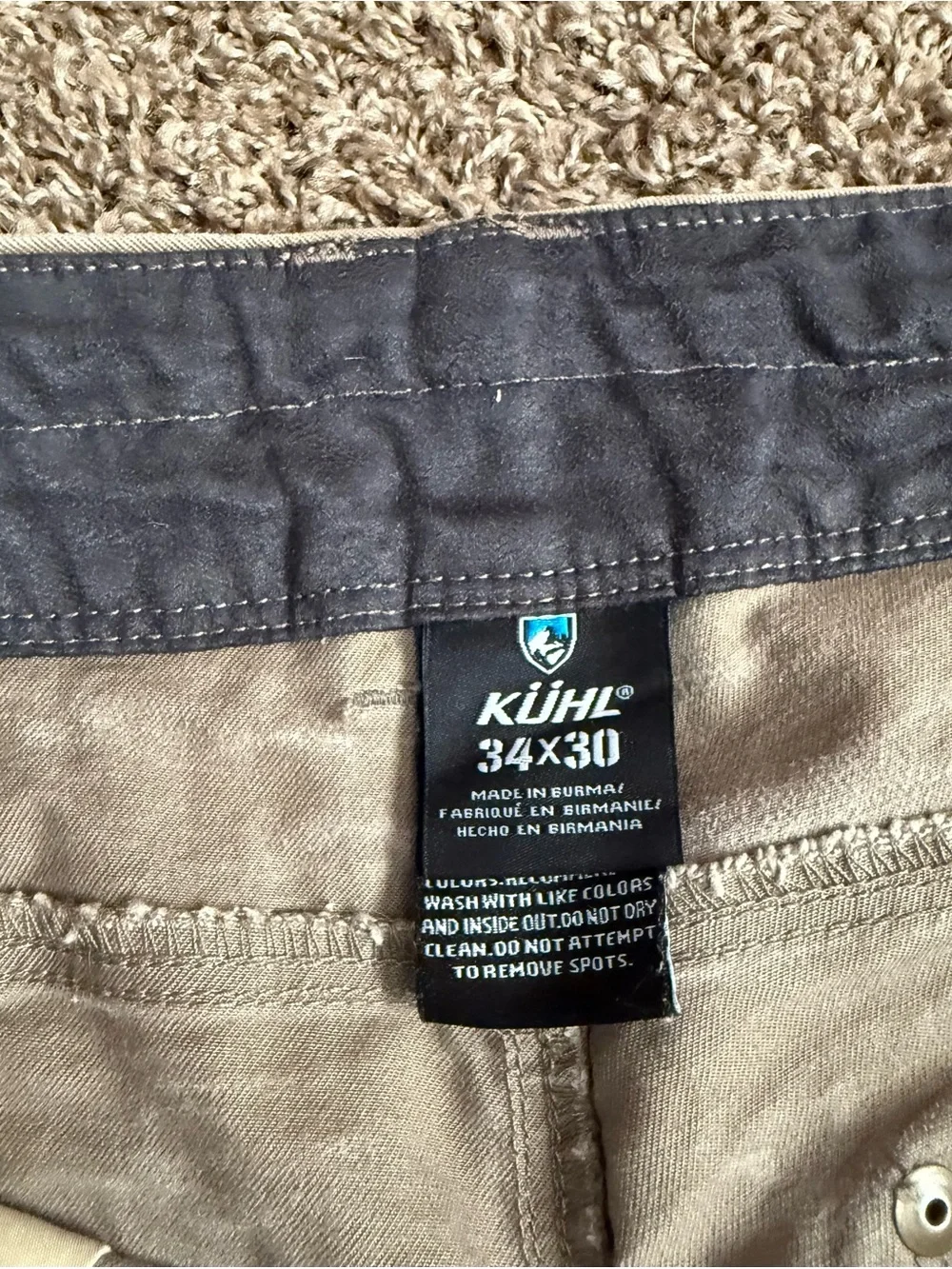 Kuhl Rydr Vintage Patina Dye Pants Tan Men’s 34x30 Outdoor Hiking Canvas Heavy